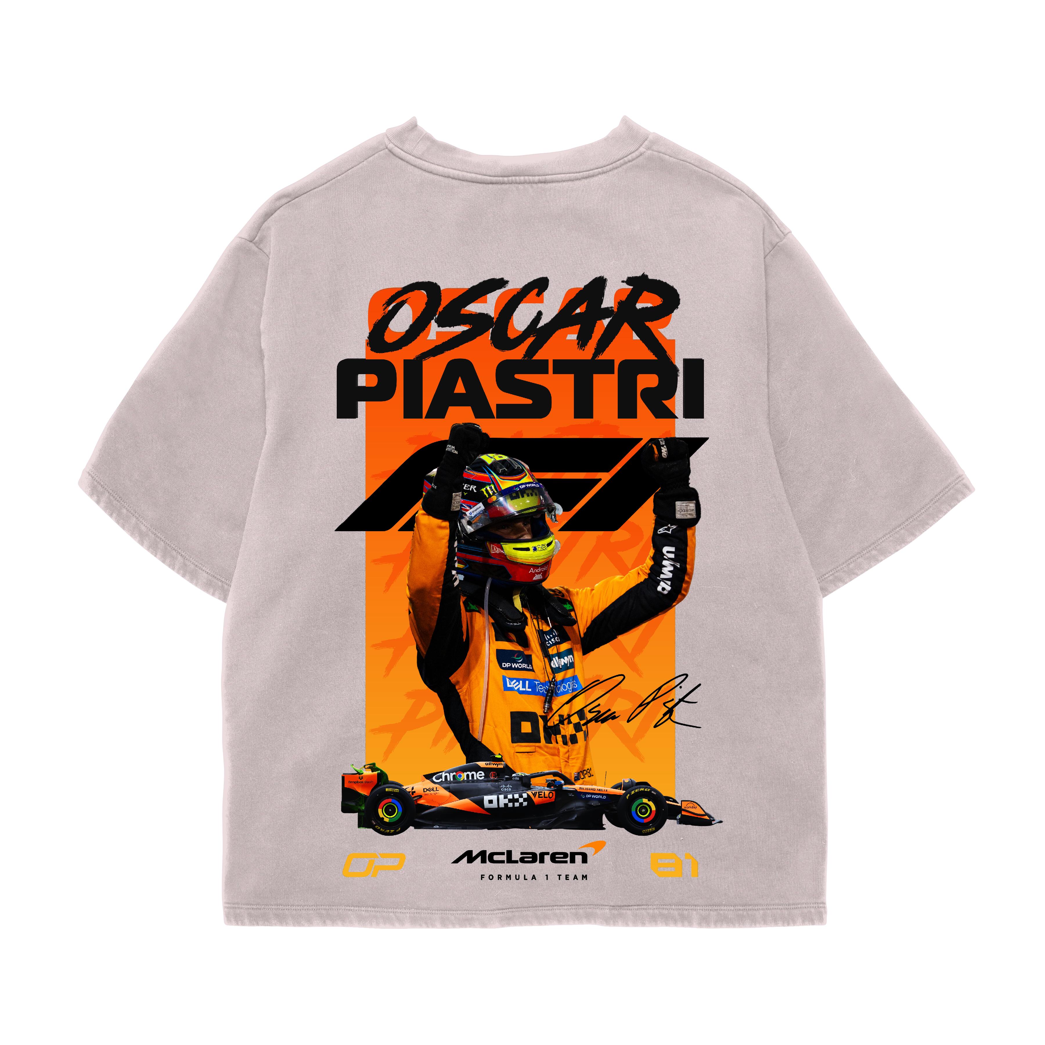 Oscar Piastri Oversized Tee – Off White