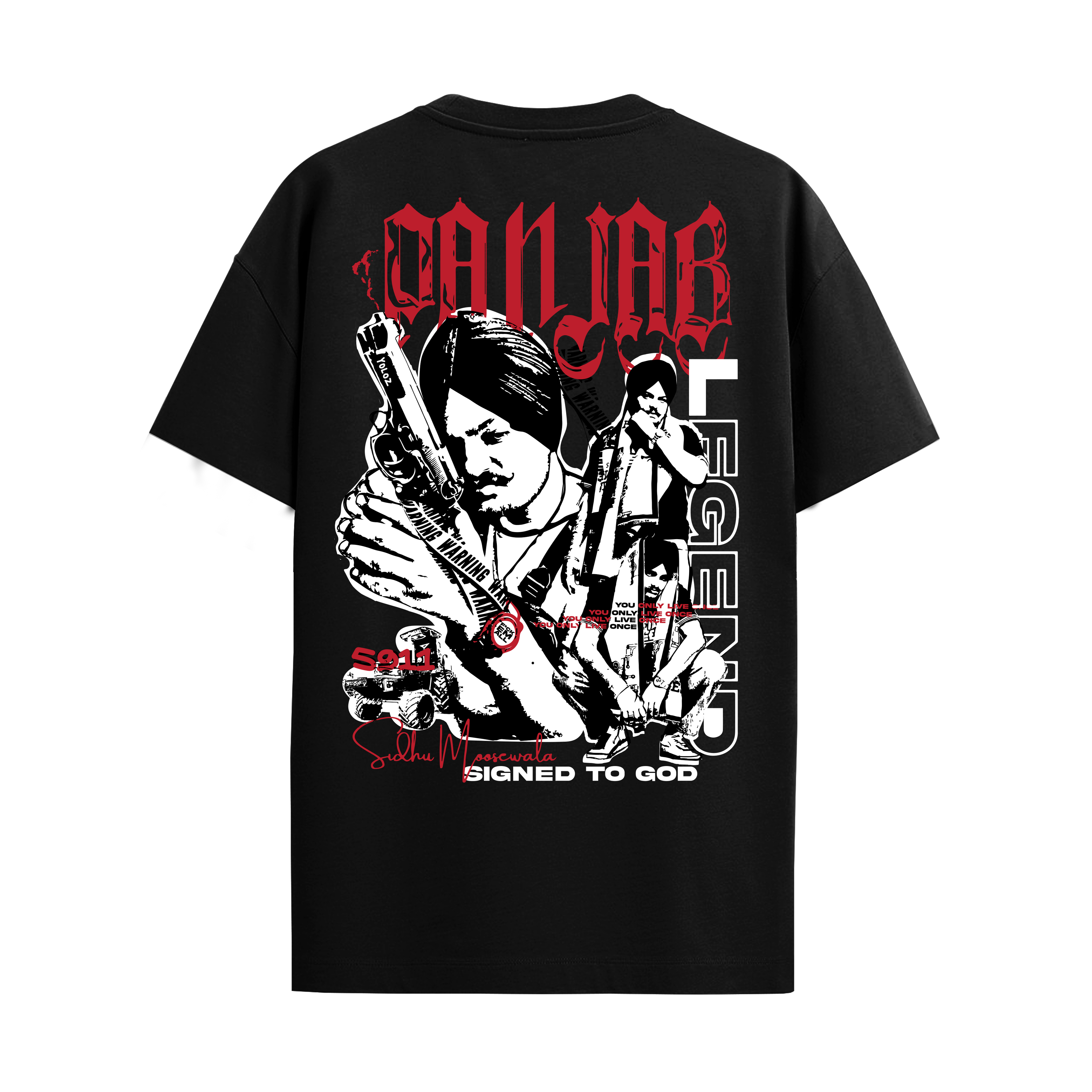 MOOSE THE LEGEND BLACK REGULAR FIT T-SHIRT