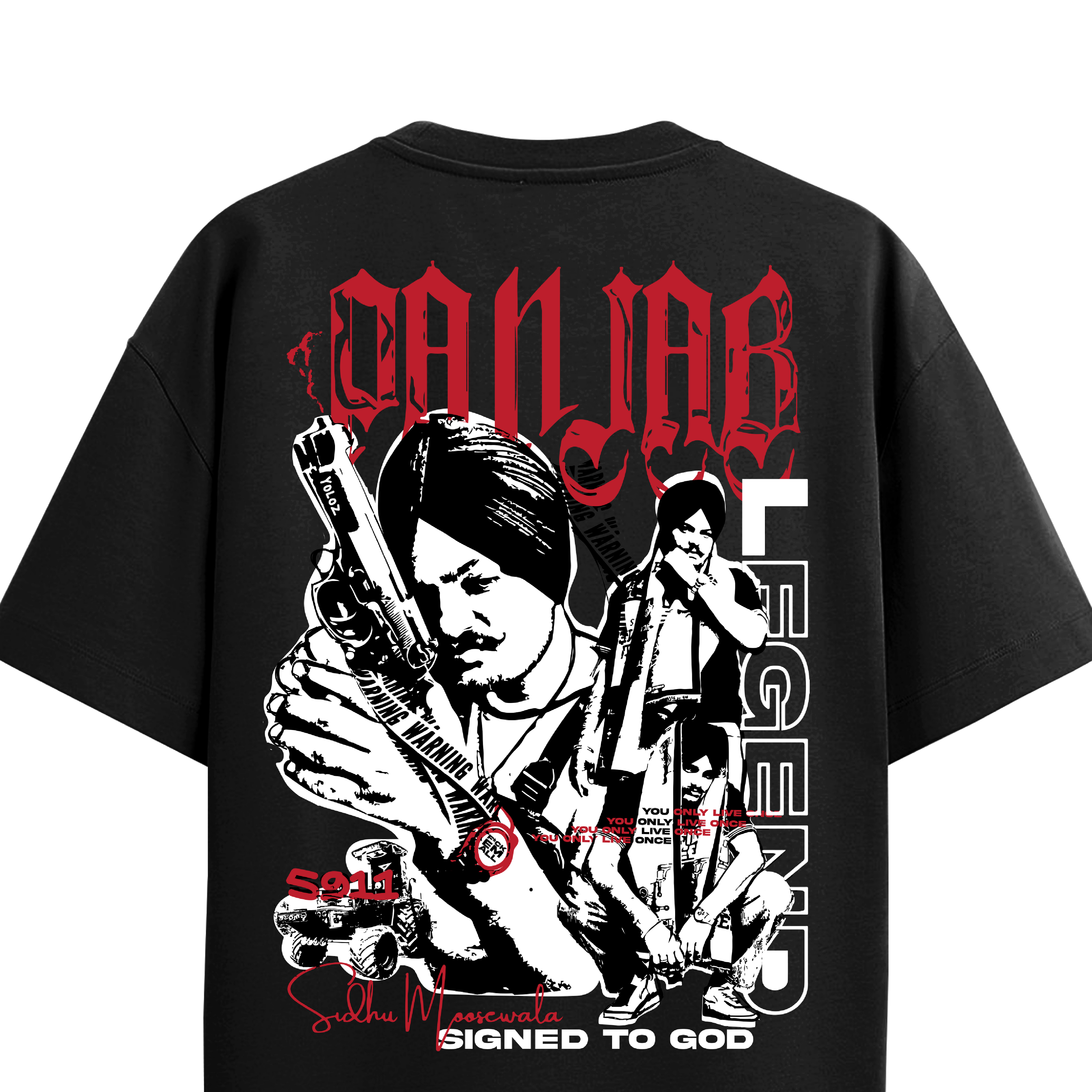 MOOSE THE LEGEND BLACK OVERSIZED T-SHIRT