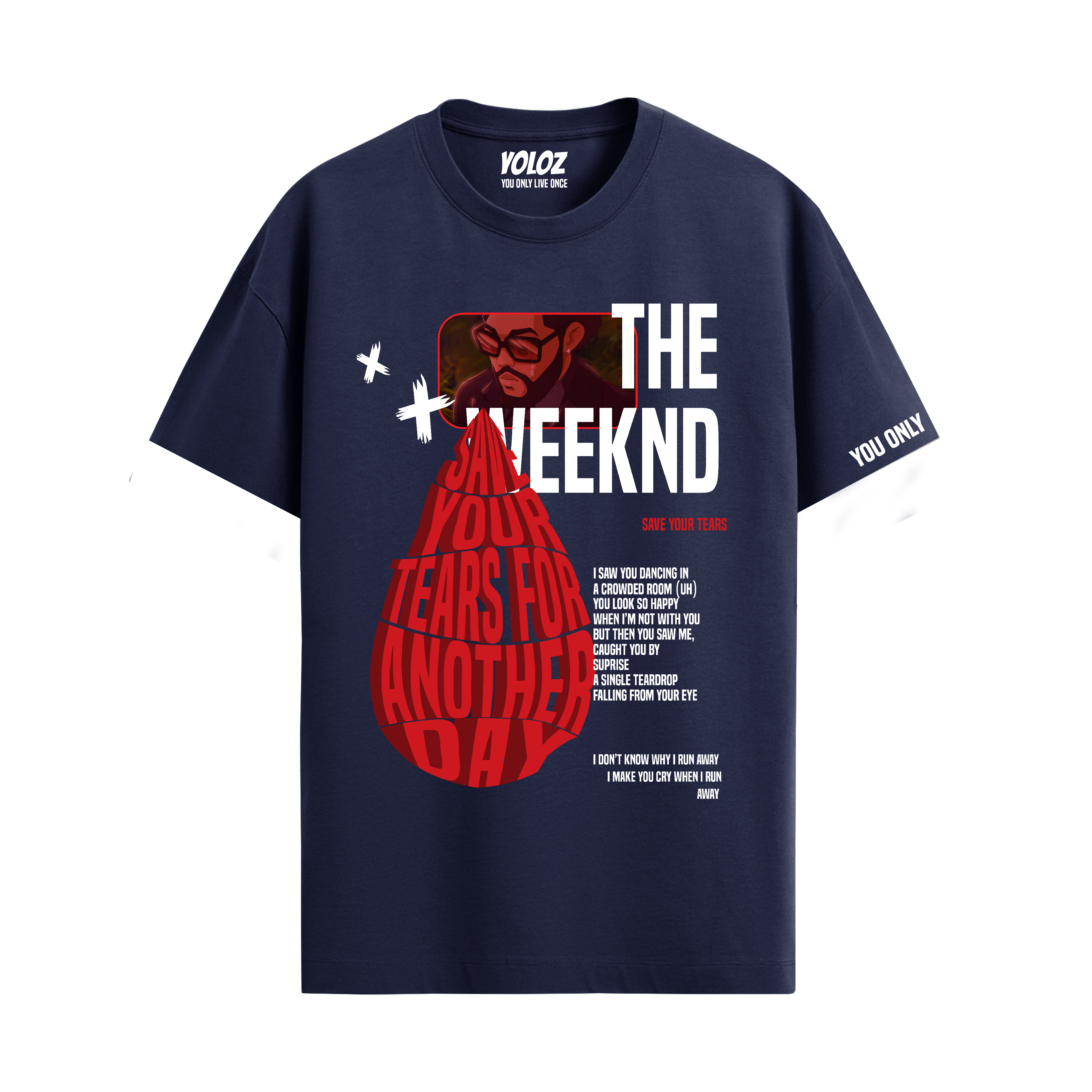 THE WEEKND NAVY BLUE REGULAR FIT T-SHIRT