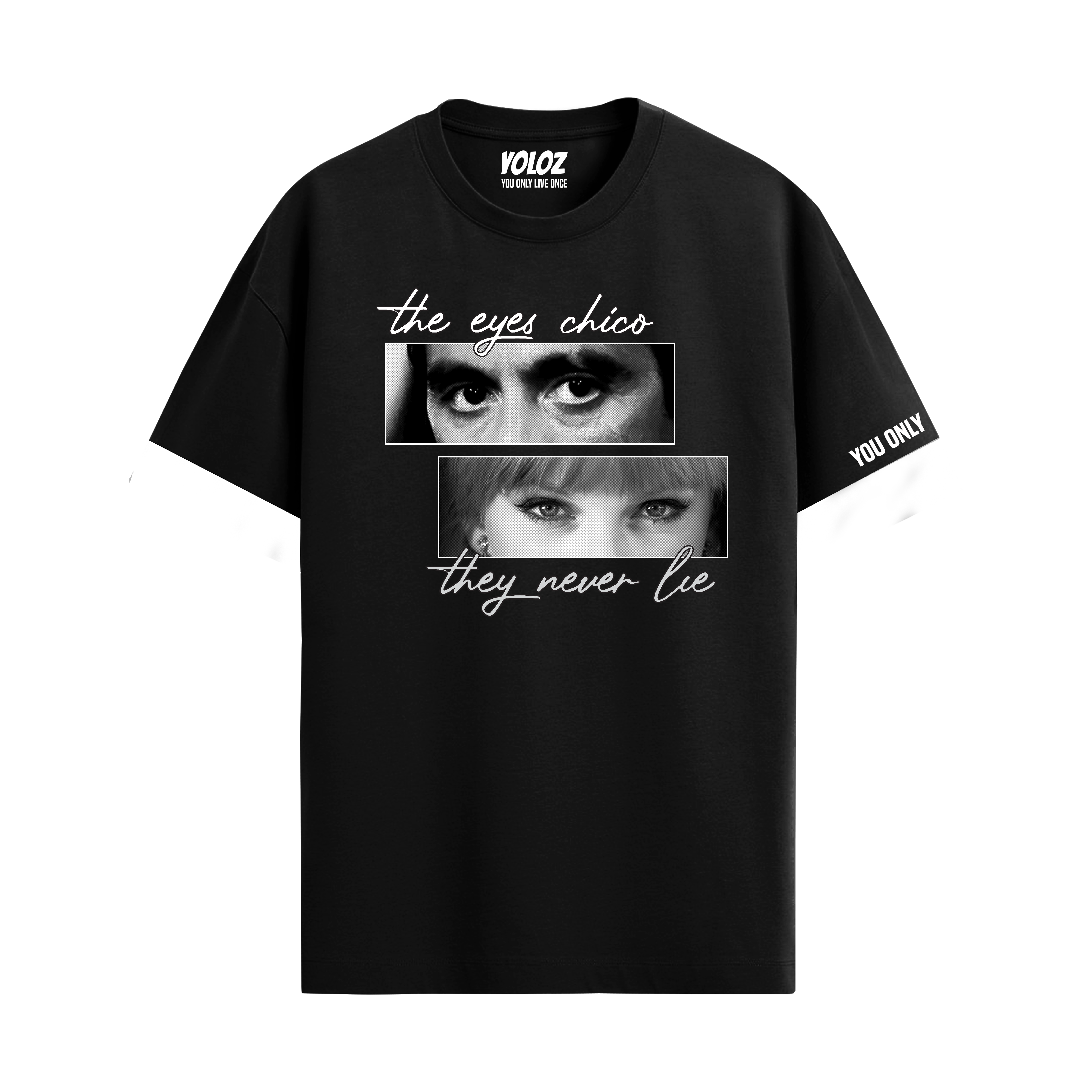 EYES NEVER LIE BLACK REGULAR FIT T-SHIRT – YOLOZ