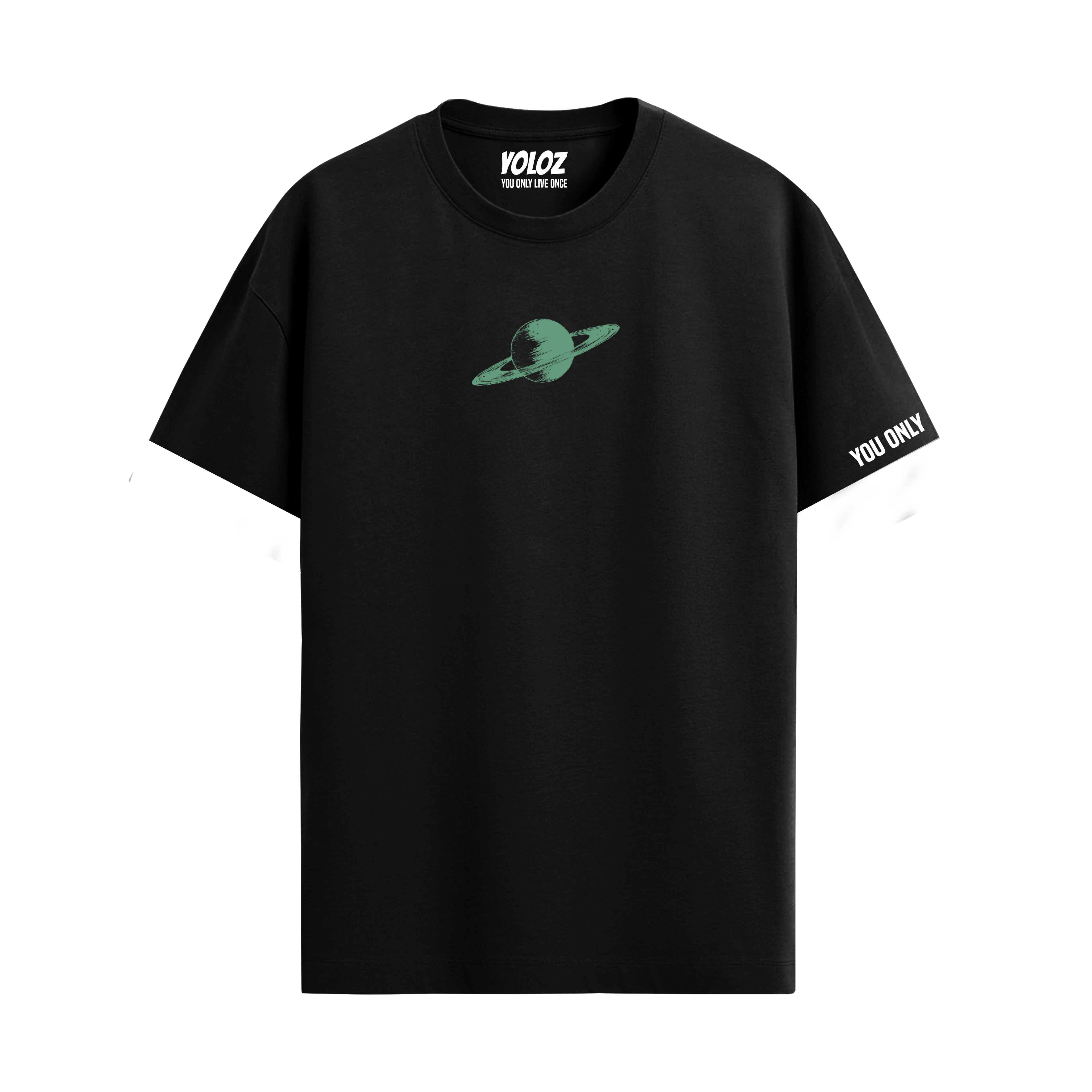 SATURN BLACK REGULAR FIT T-SHIRT