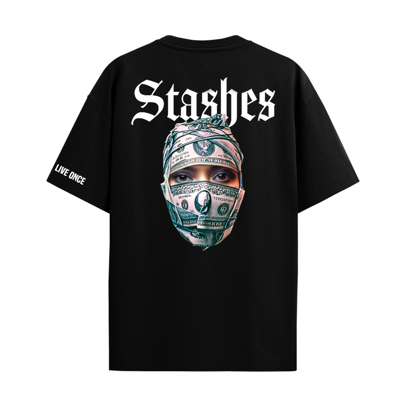 STASHES BLACK OVERSIZED T-SHIRT