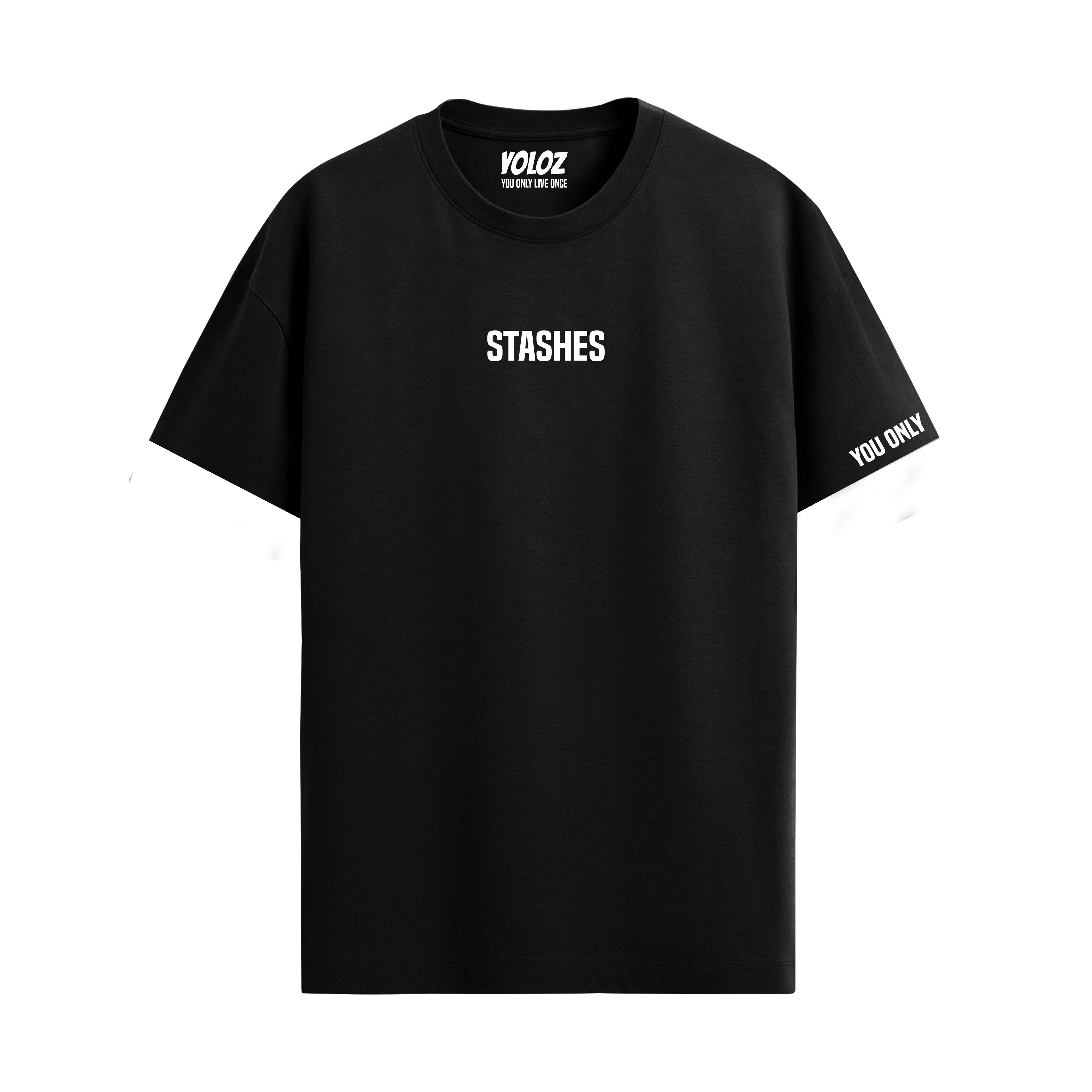 STASHES BLACK REGULAR FIT T-SHIRT