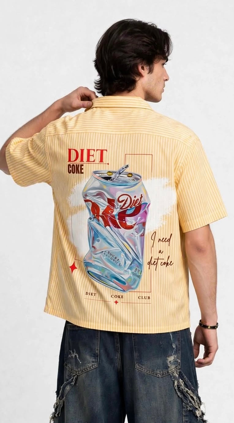 DIET COKE STRIPED CROPPED SHIRT