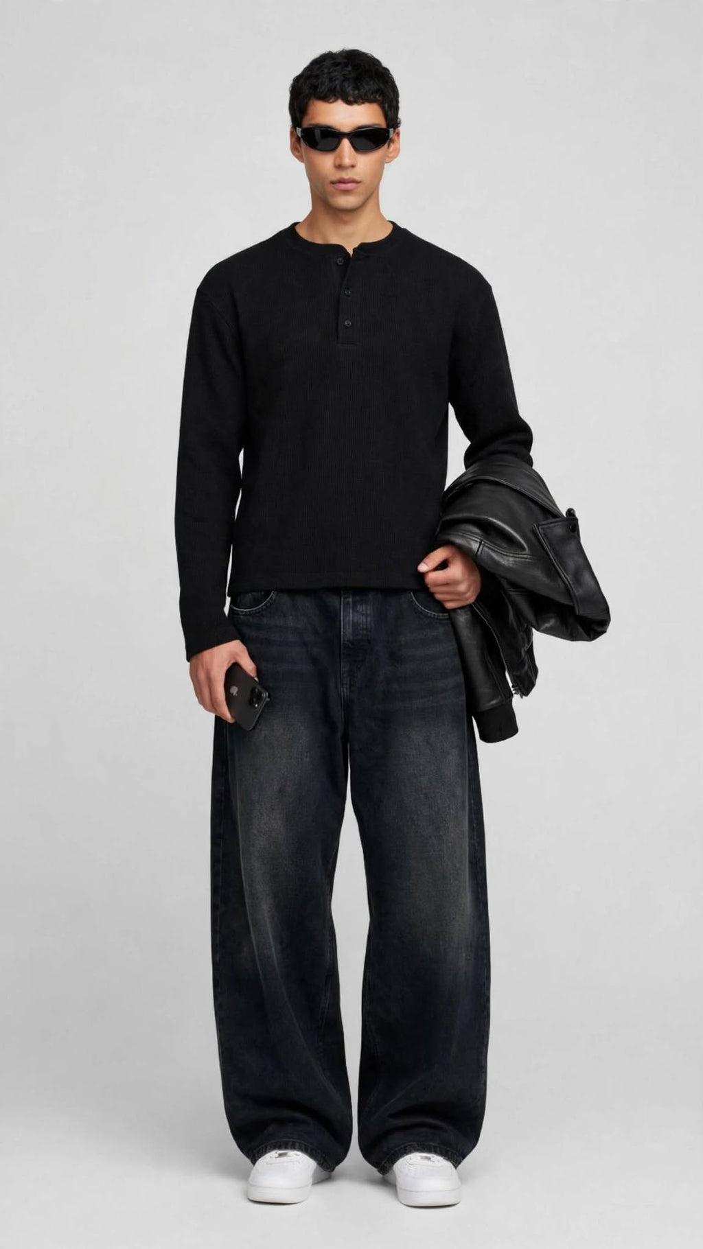 BASIC BLACK HENLEY