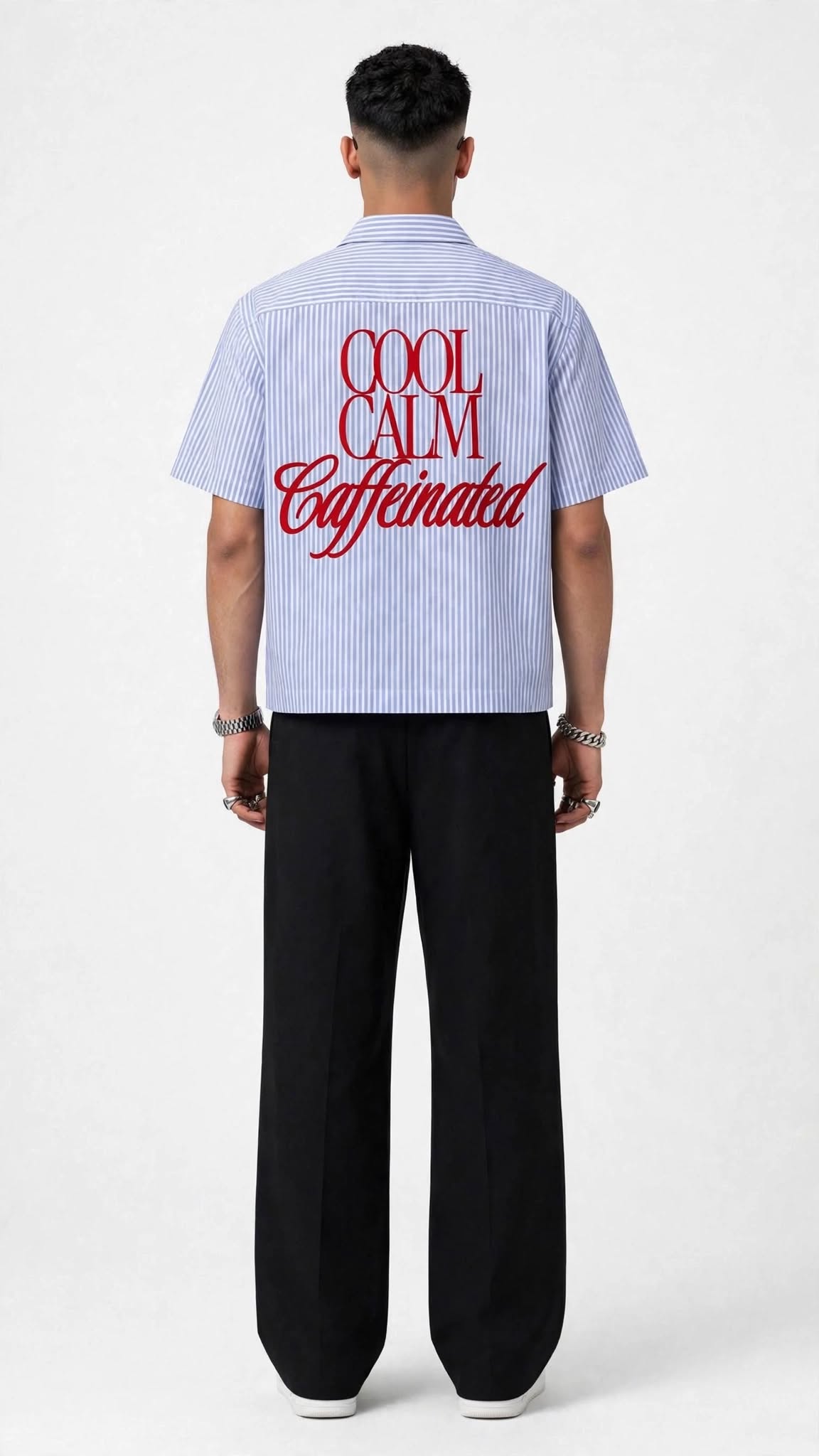 CAFFEINATED STRIPED CROPPED SHIRT