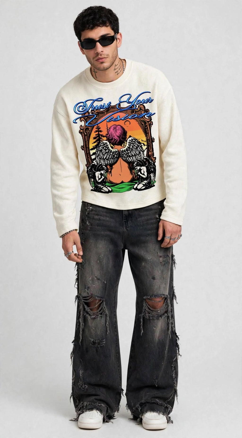 VISION WHITE WAFFLE T-SHIRT