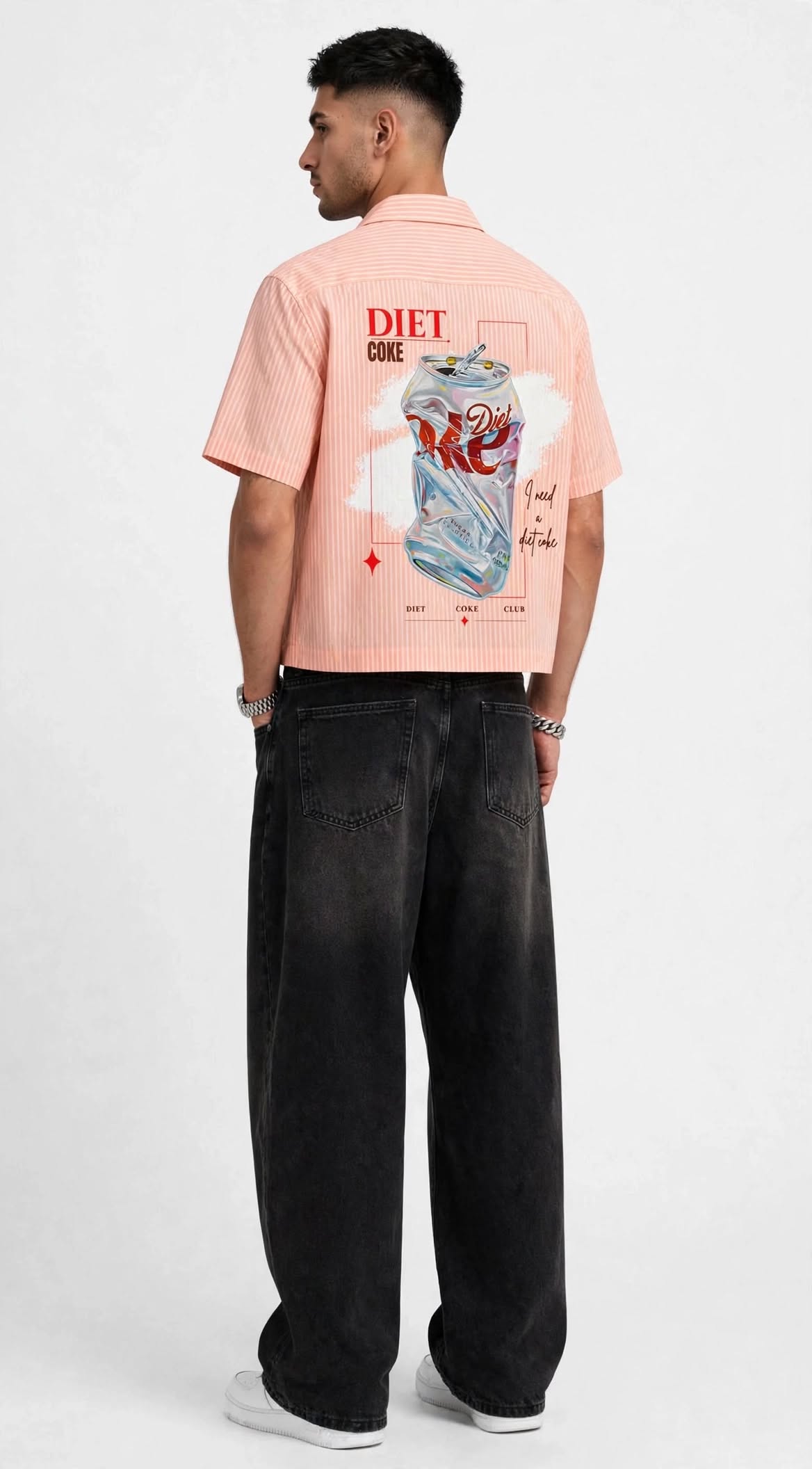DIET COKE STRIPED CROPPED SHIRT