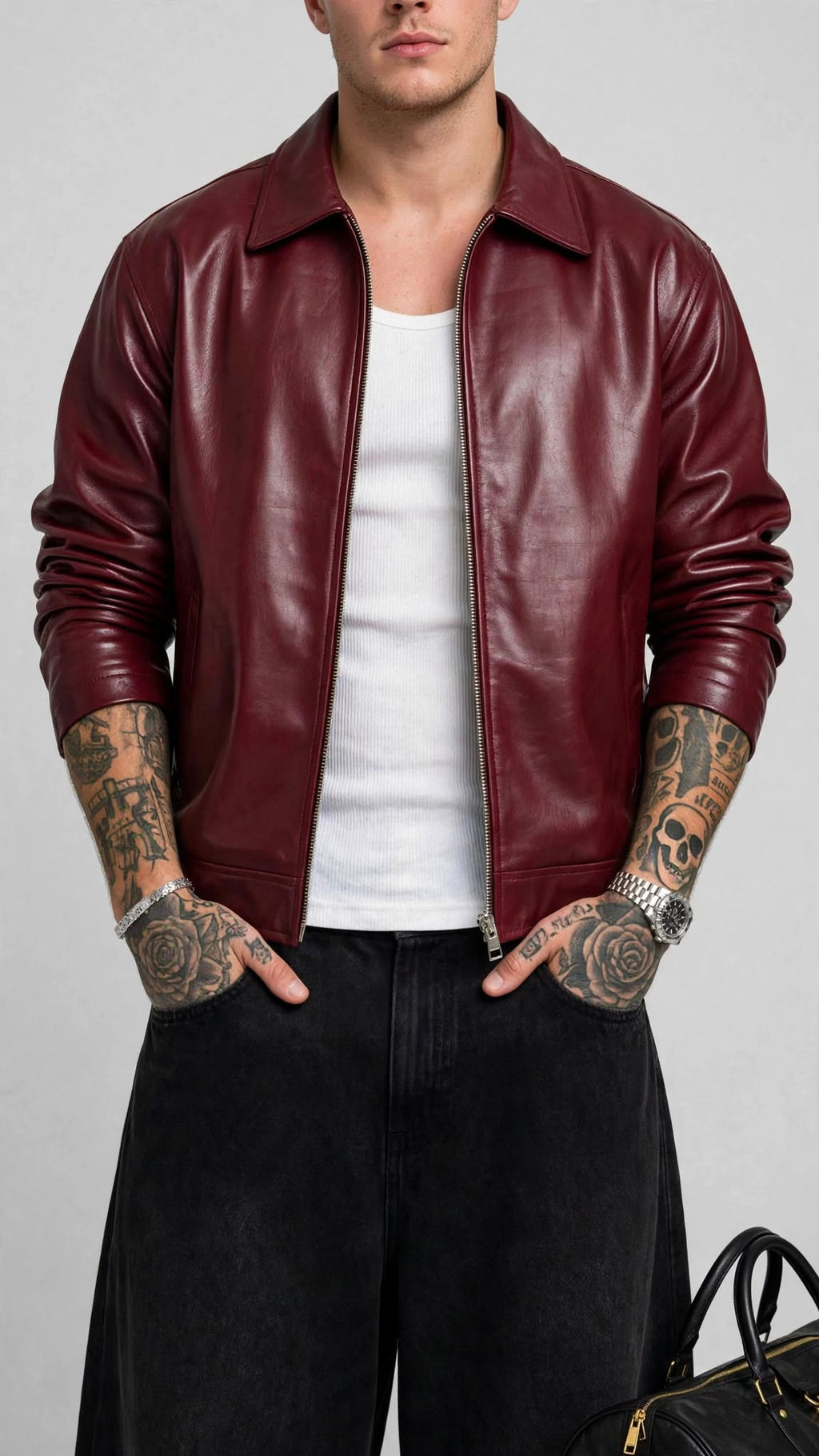 Cherry Red Leather Jacket