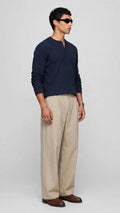BASIC NAVY BLUE HENLEY
