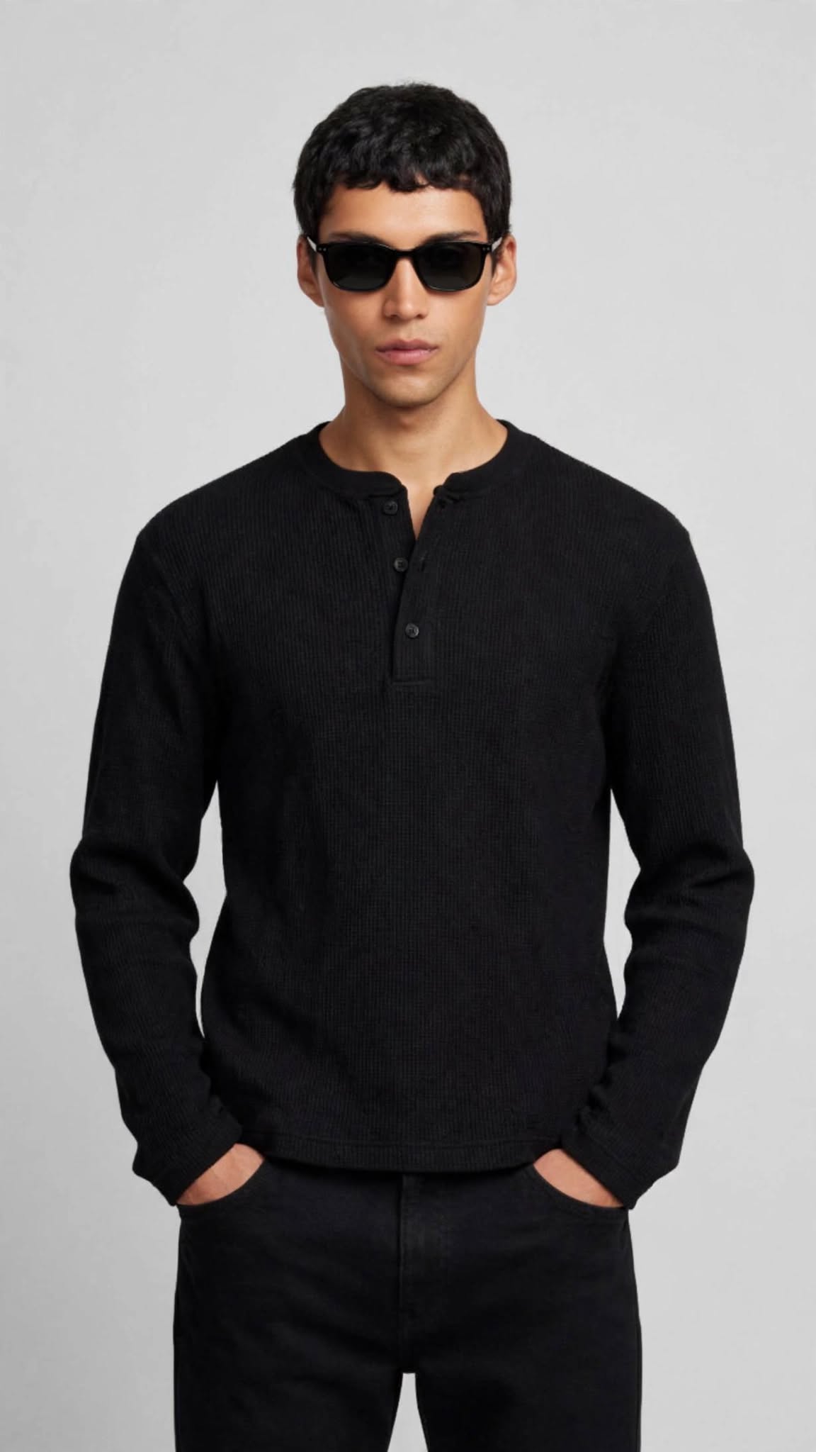 BASIC BLACK HENLEY