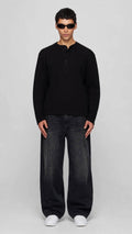 BASIC BLACK HENLEY