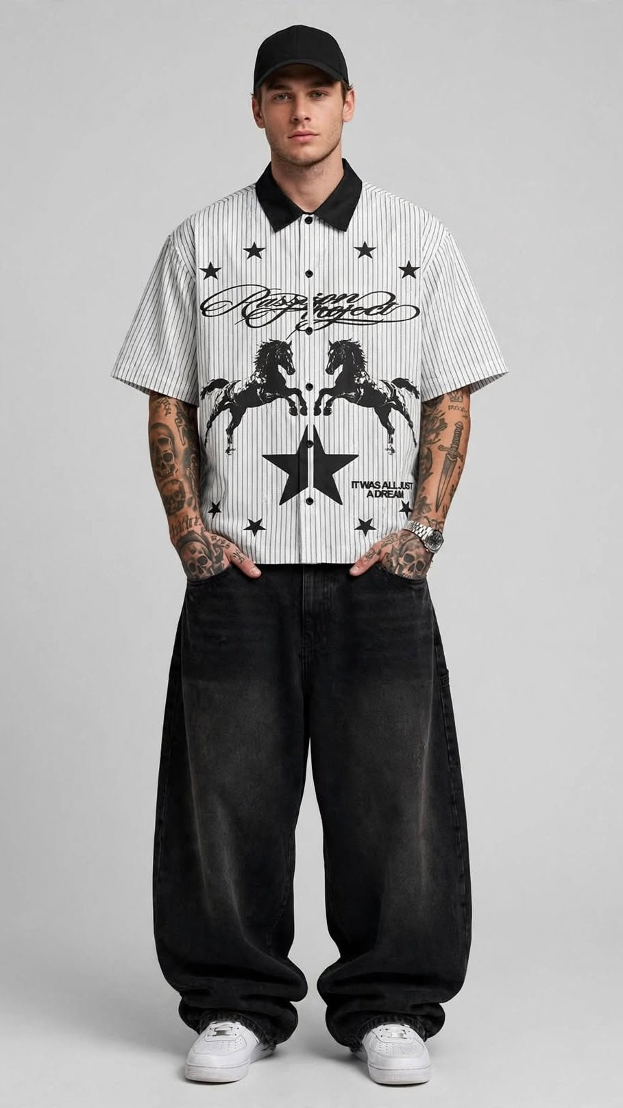 SIGNATURE STRIPED CROPPED SHIRT