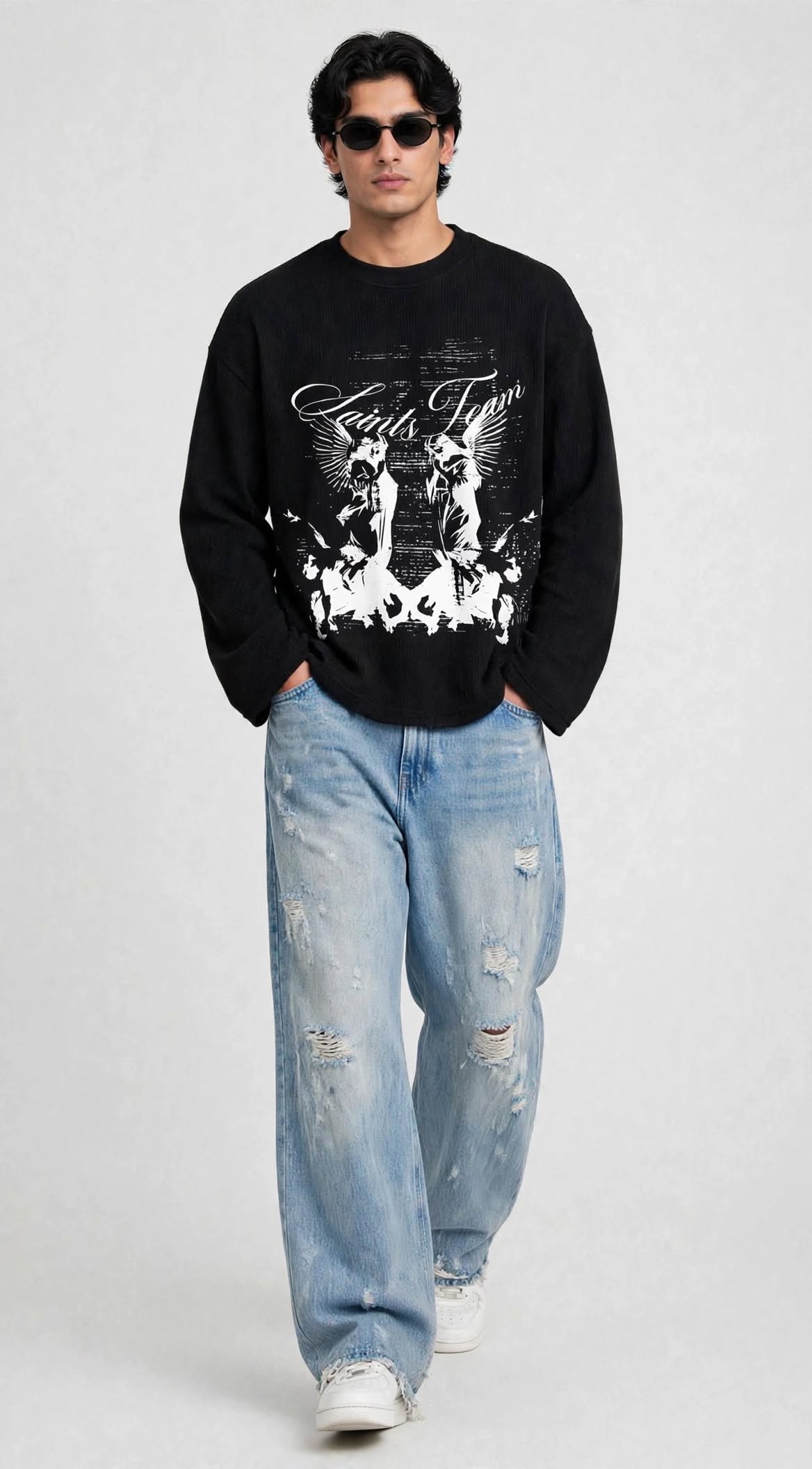 SAINTS TEAM BLACK WAFFLE T-SHIRT