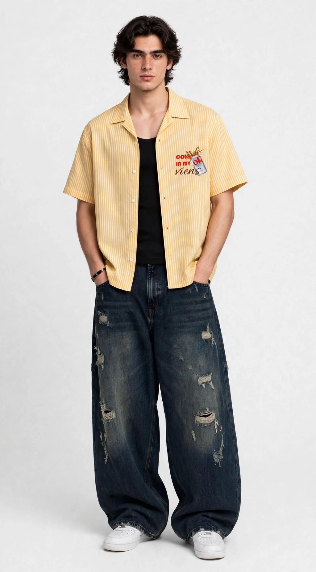 DIET COKE STRIPED CROPPED SHIRT