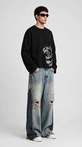 CHROME TIGER BLACK WAFFLE T-SHIRT