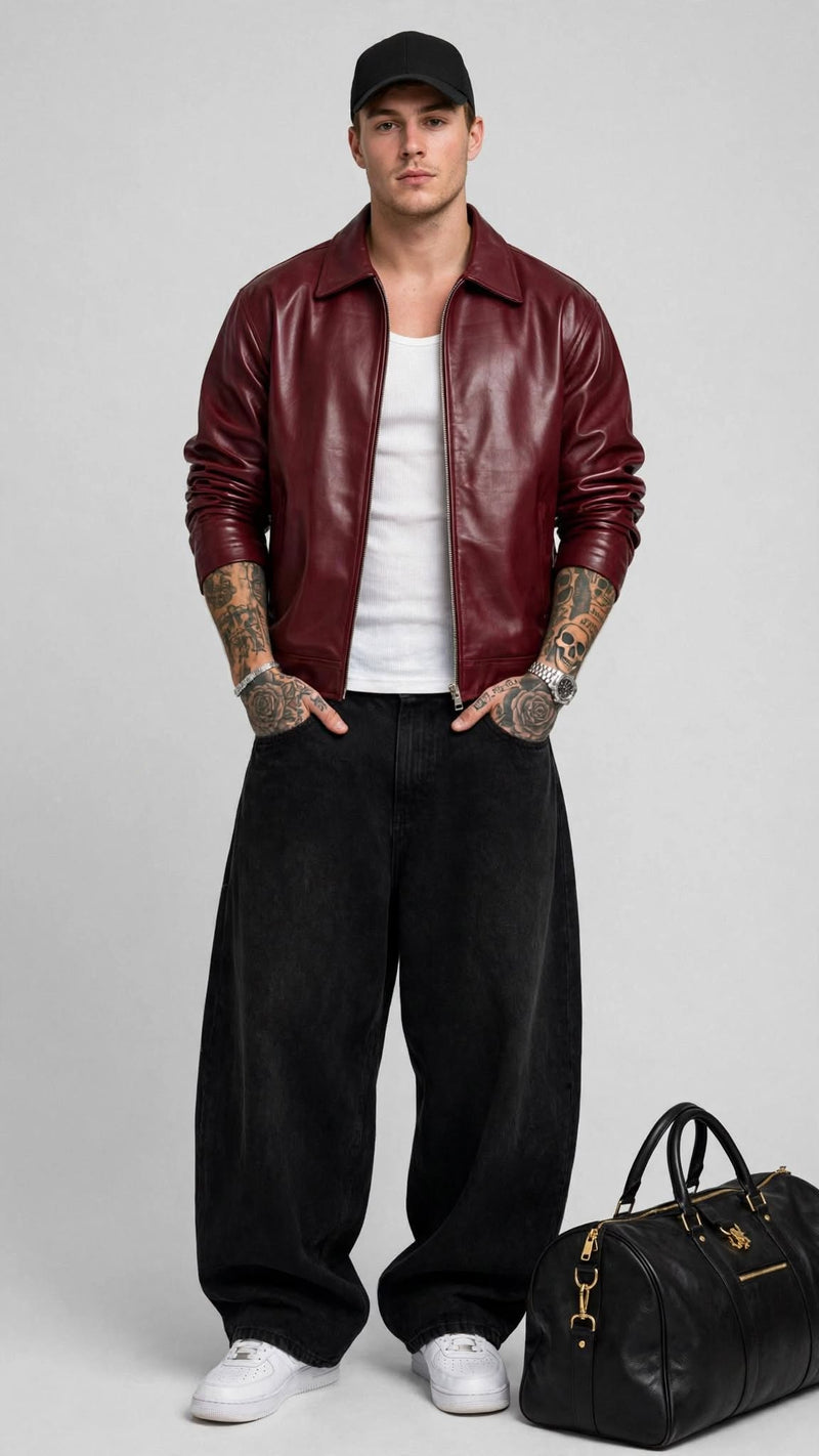 Cherry Red Leather Jacket