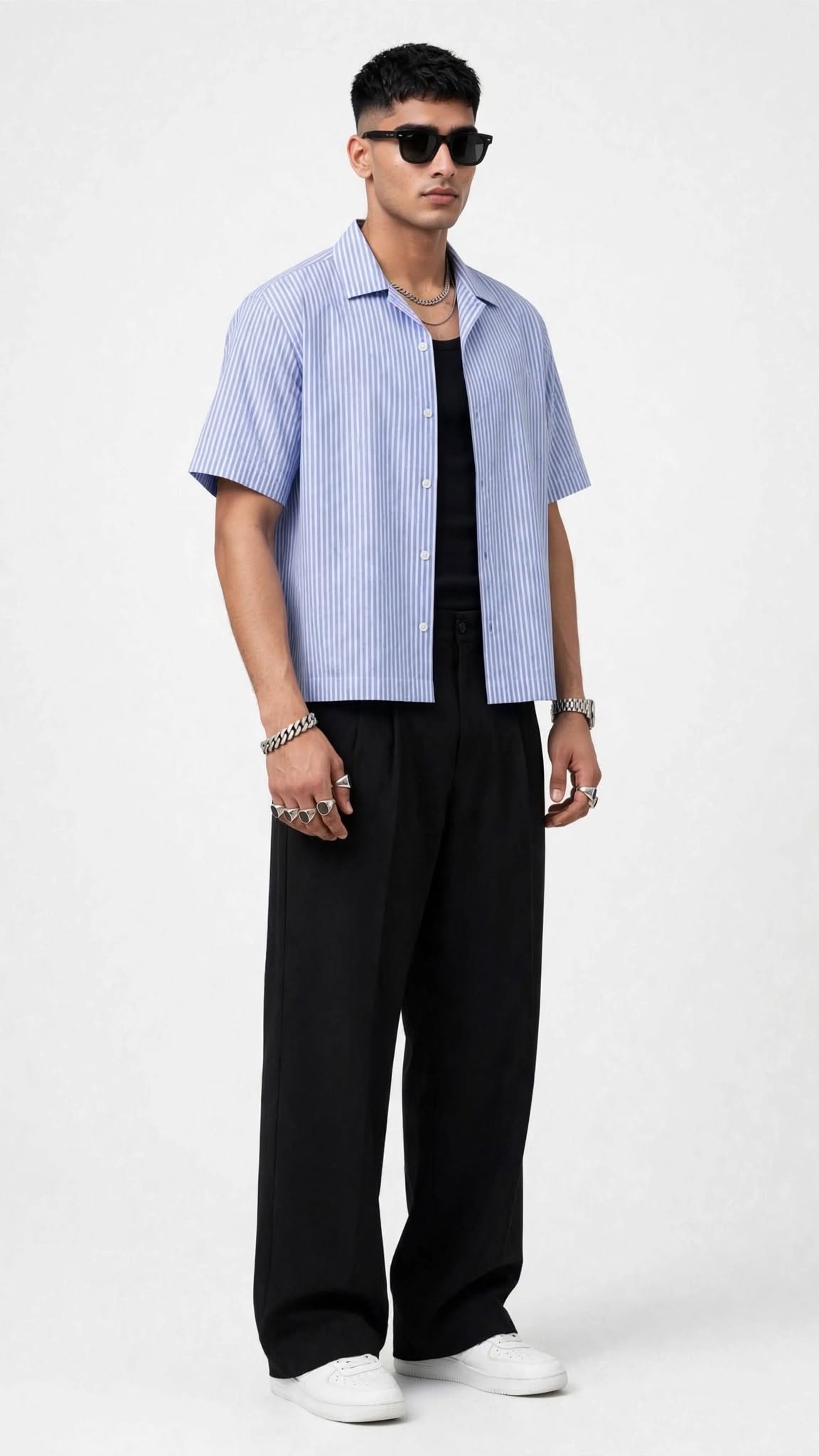 CAFFEINATED STRIPED CROPPED SHIRT