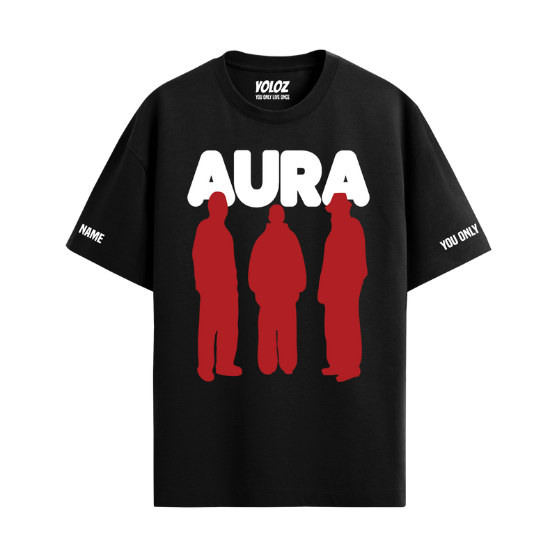 AURA BLACK OVERSIZED T-SHIRT