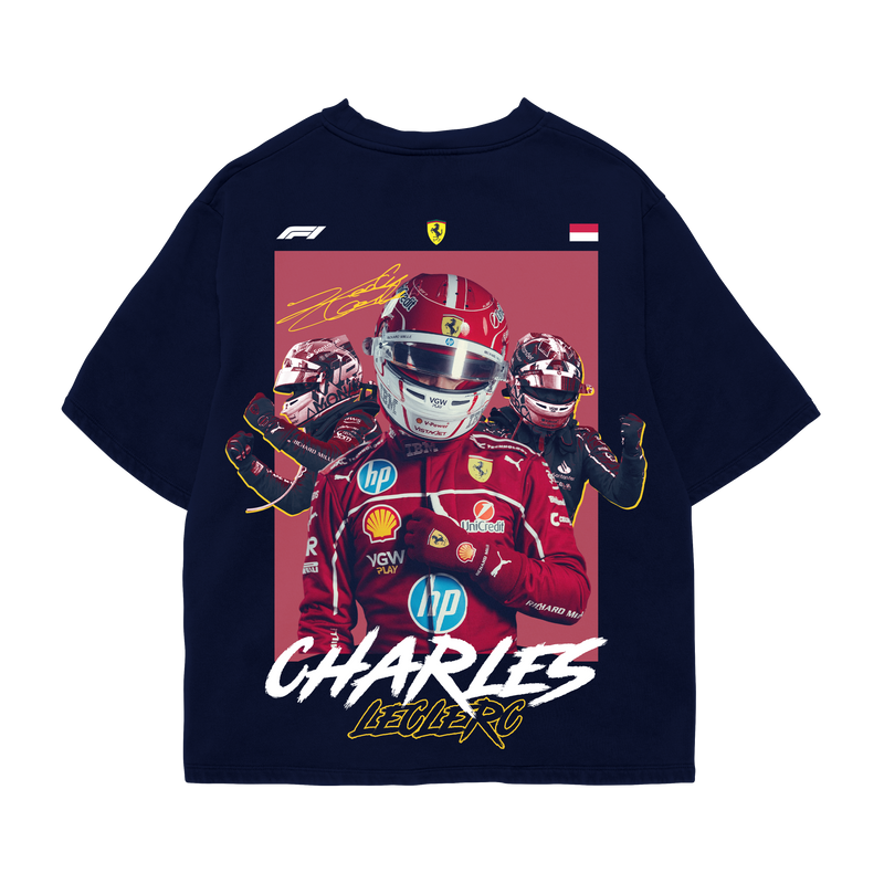 Charles Leclerc Oversized Tee – Navy Blue