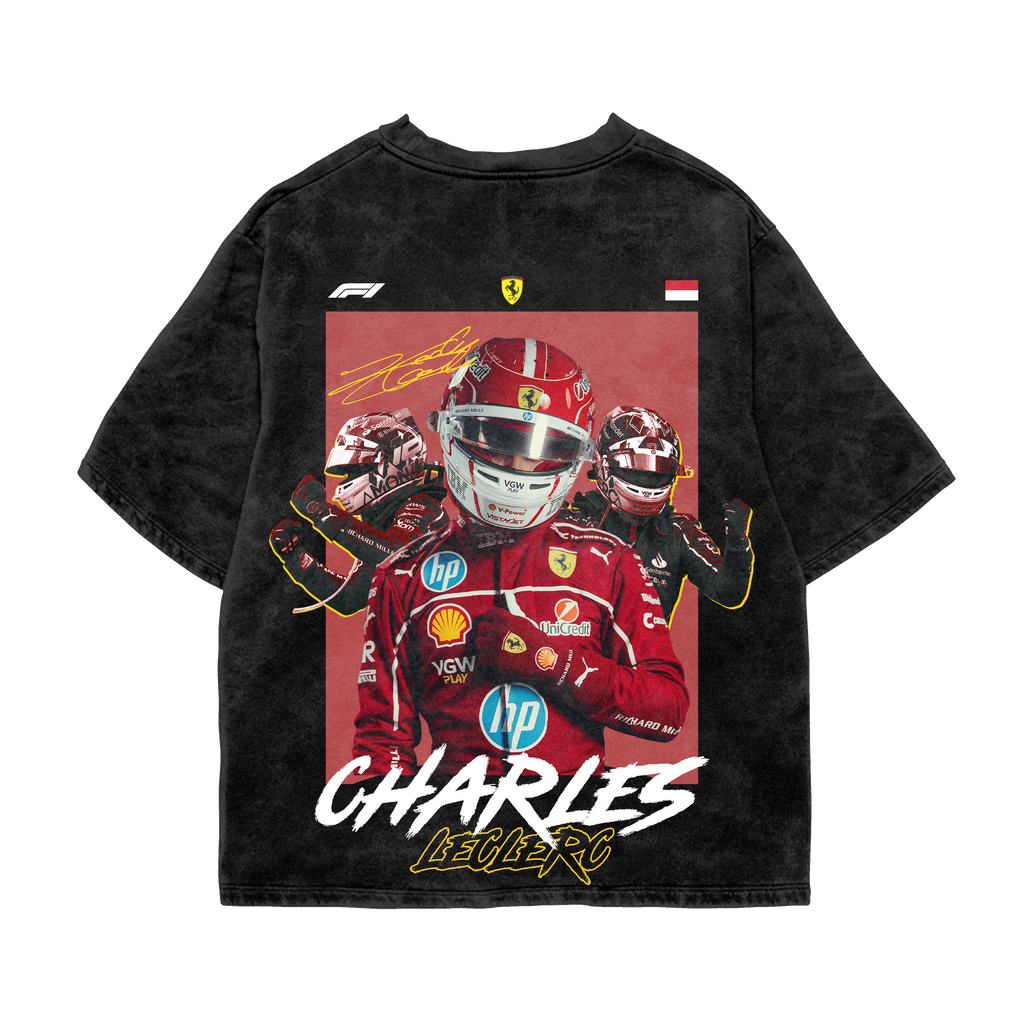 Charles Leclerc Oversized Tee – Acid Wash