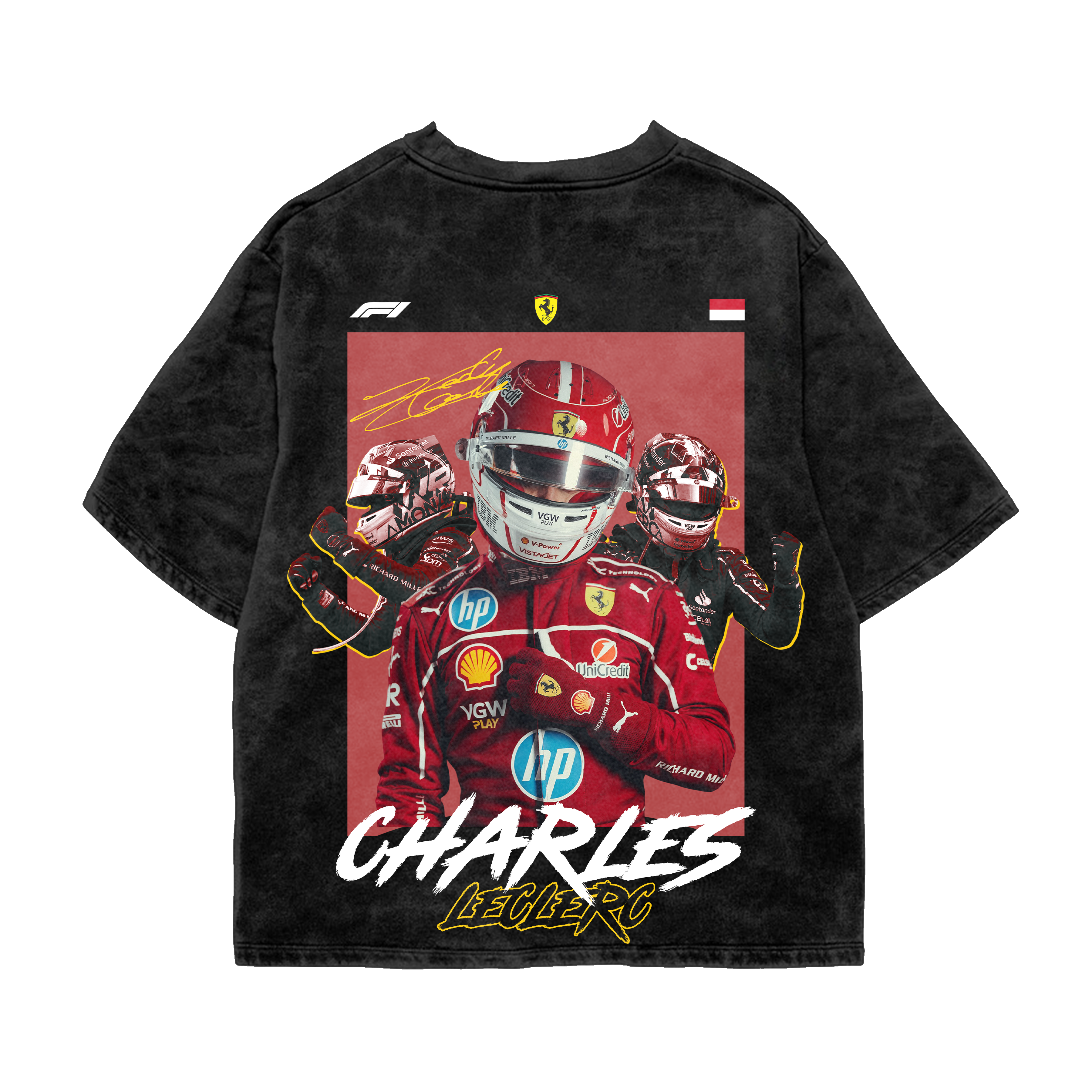 Charles Leclerc Oversized Tee – Acid Wash