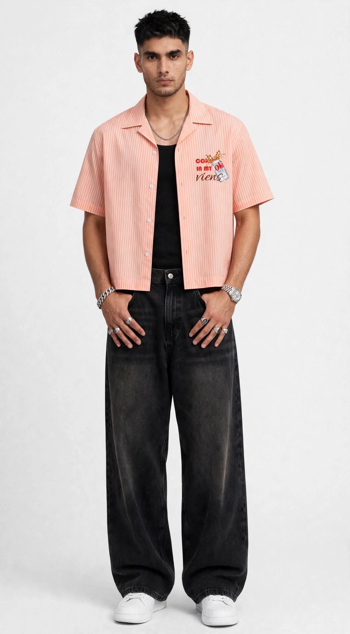 DIET COKE STRIPED CROPPED SHIRT