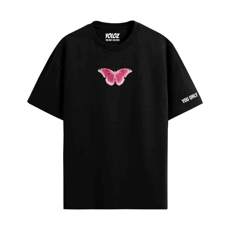 BUTTERFLY BLACK REGULAR FIT T-SHIRT