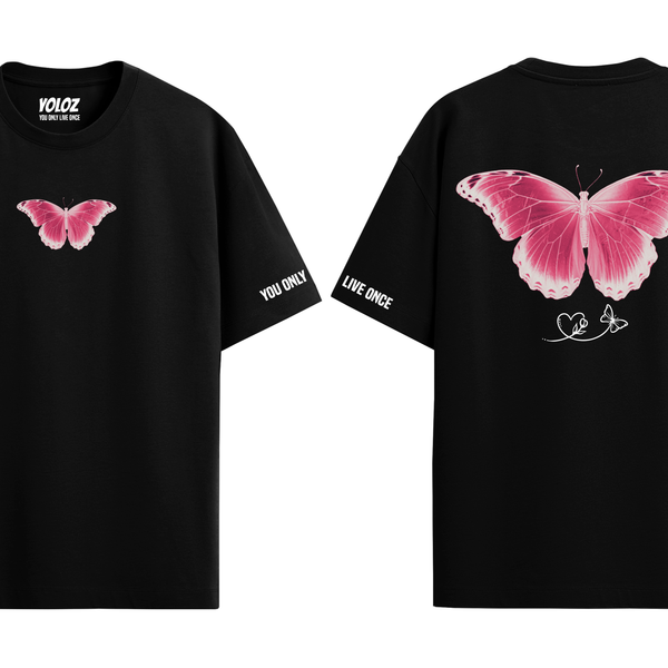 BUTTERFLY BLACK REGULAR FIT T-SHIRT