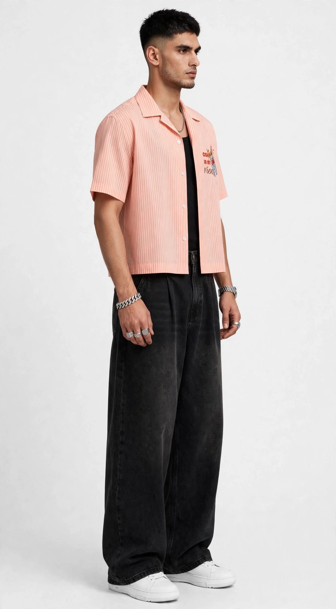 DIET COKE STRIPED CROPPED SHIRT