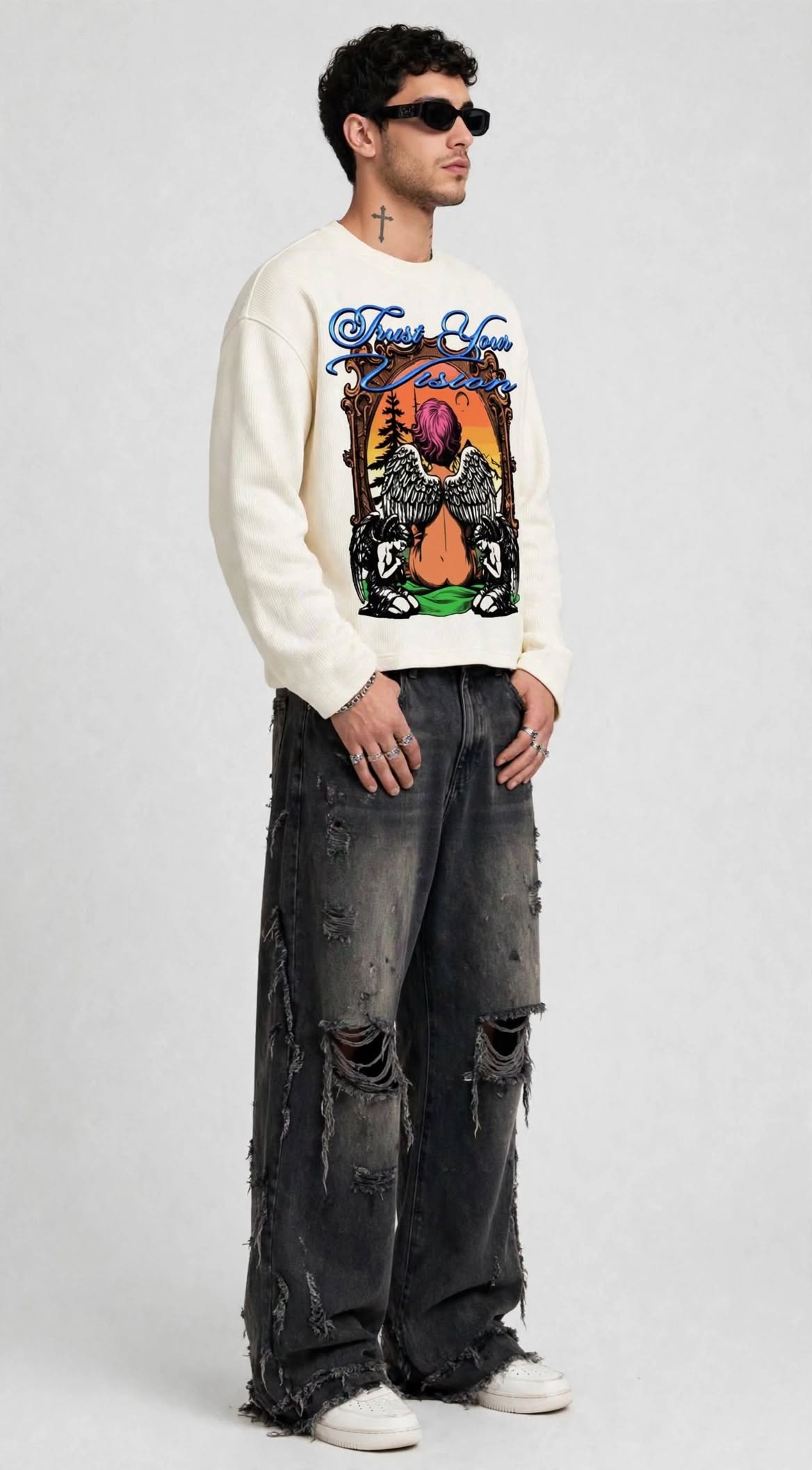 VISION WHITE WAFFLE T-SHIRT
