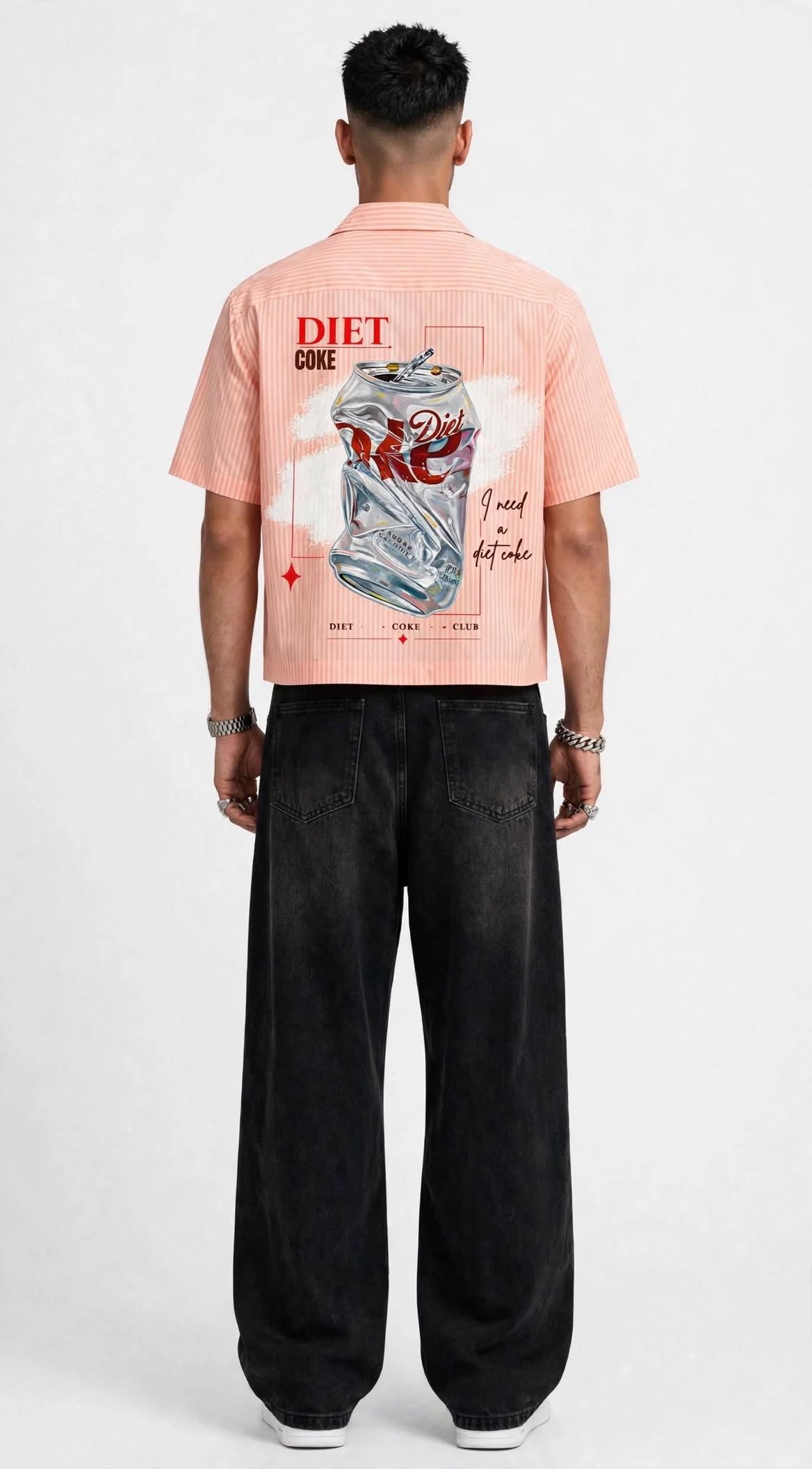 DIET COKE STRIPED CROPPED SHIRT