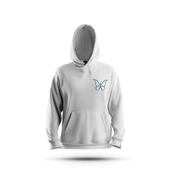 BUTTERFLY BLISS WHITE UNISEX HOODIE