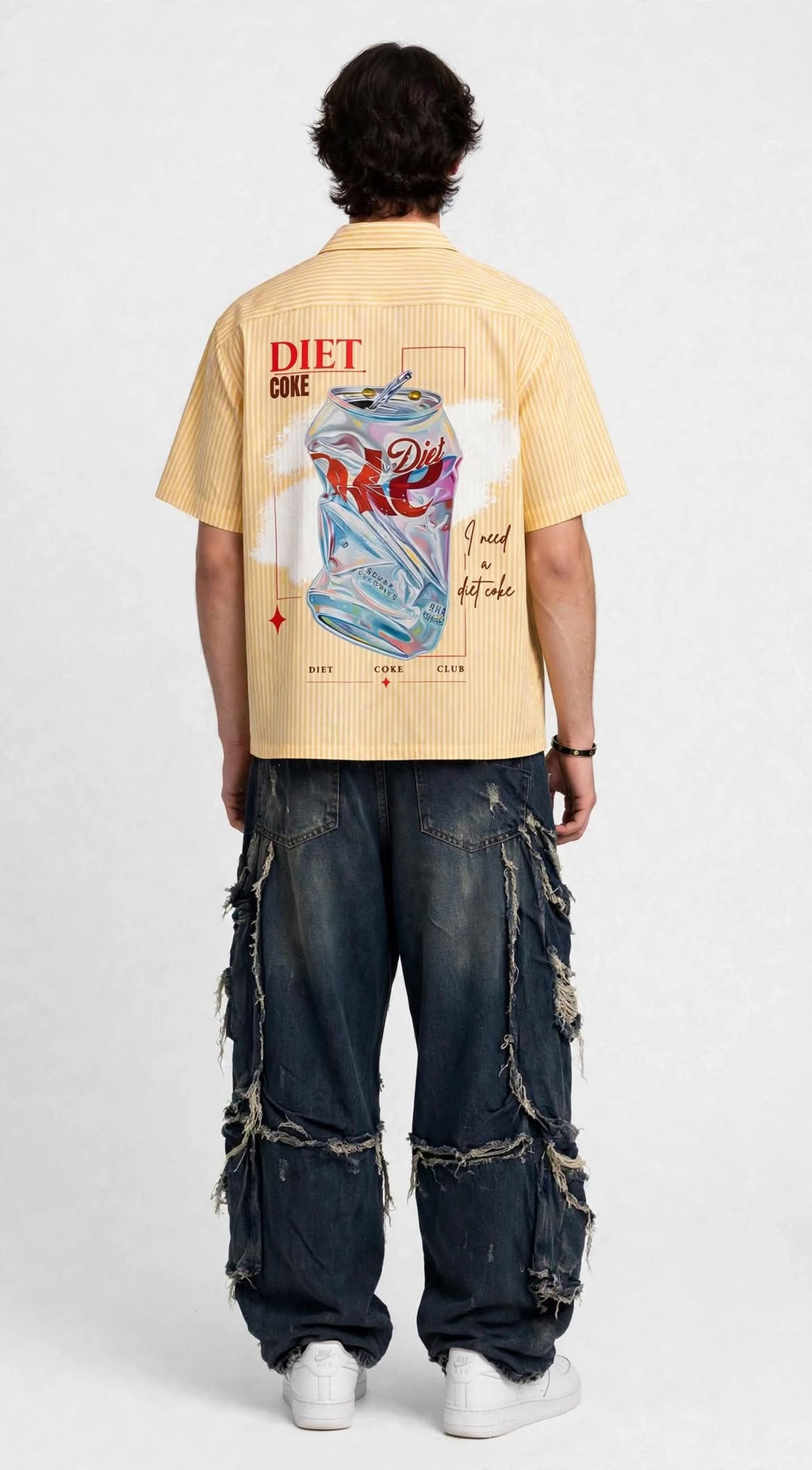 DIET COKE STRIPED CROPPED SHIRT
