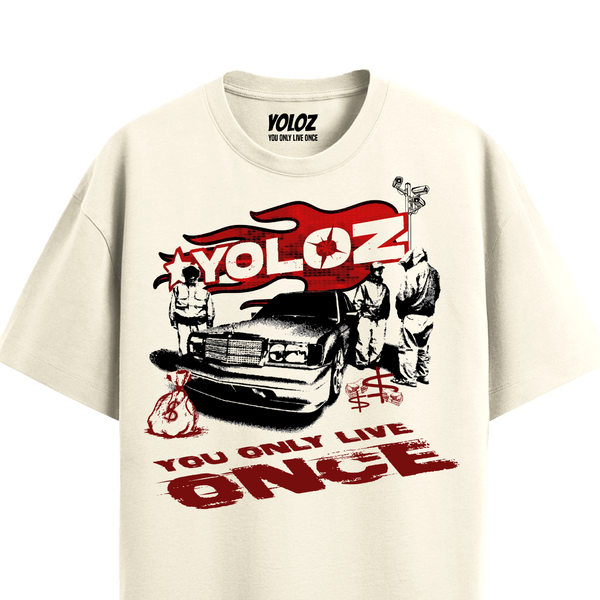 GANGSTER OFF WHITE OVERSIZED T-SHIRT