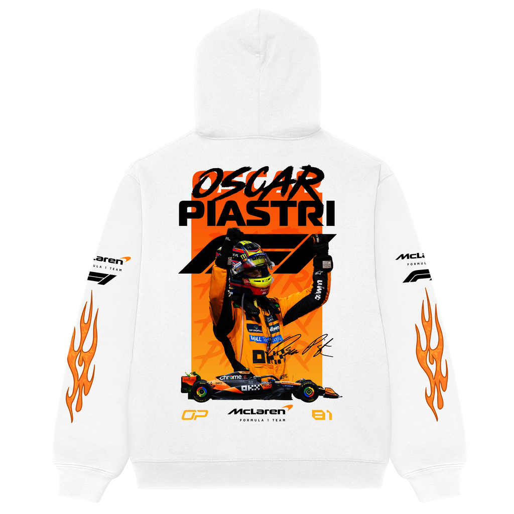 Oscar Piastri Oversized Hoodie – White