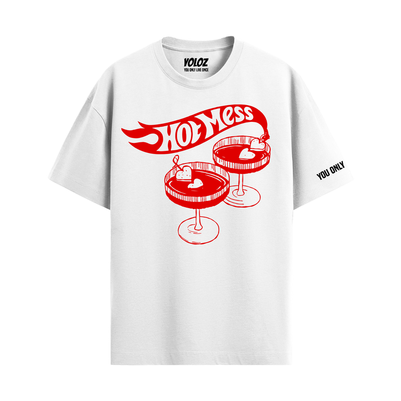 HOT MESS WHITE OVERSIZED T-SHIRT