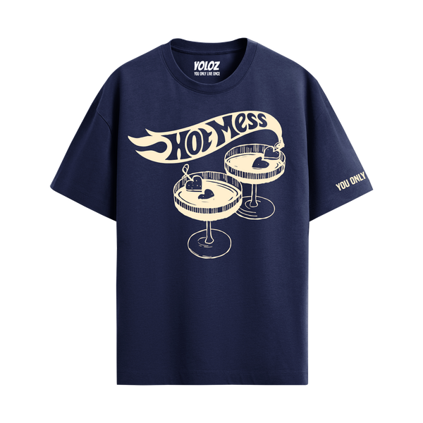 HOT MESS NAVY BLUE OVERSIZED T-SHIRT
