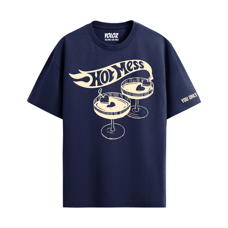 HOT MESS NAVY BLUE OVERSIZED T-SHIRT
