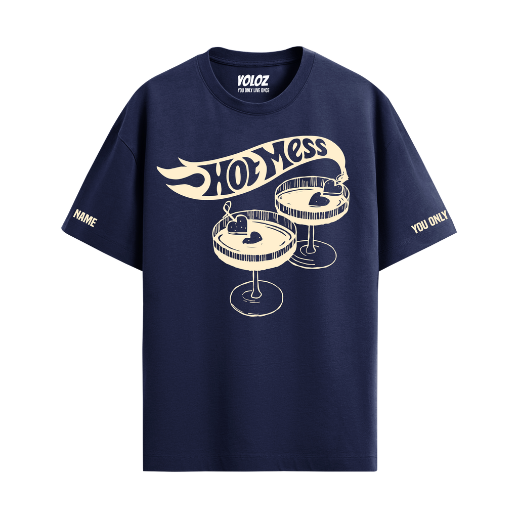 HOT MESS NAVY BLUE OVERSIZED T-SHIRT