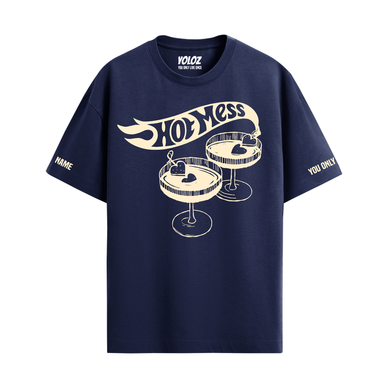 HOT MESS NAVY BLUE OVERSIZED T-SHIRT