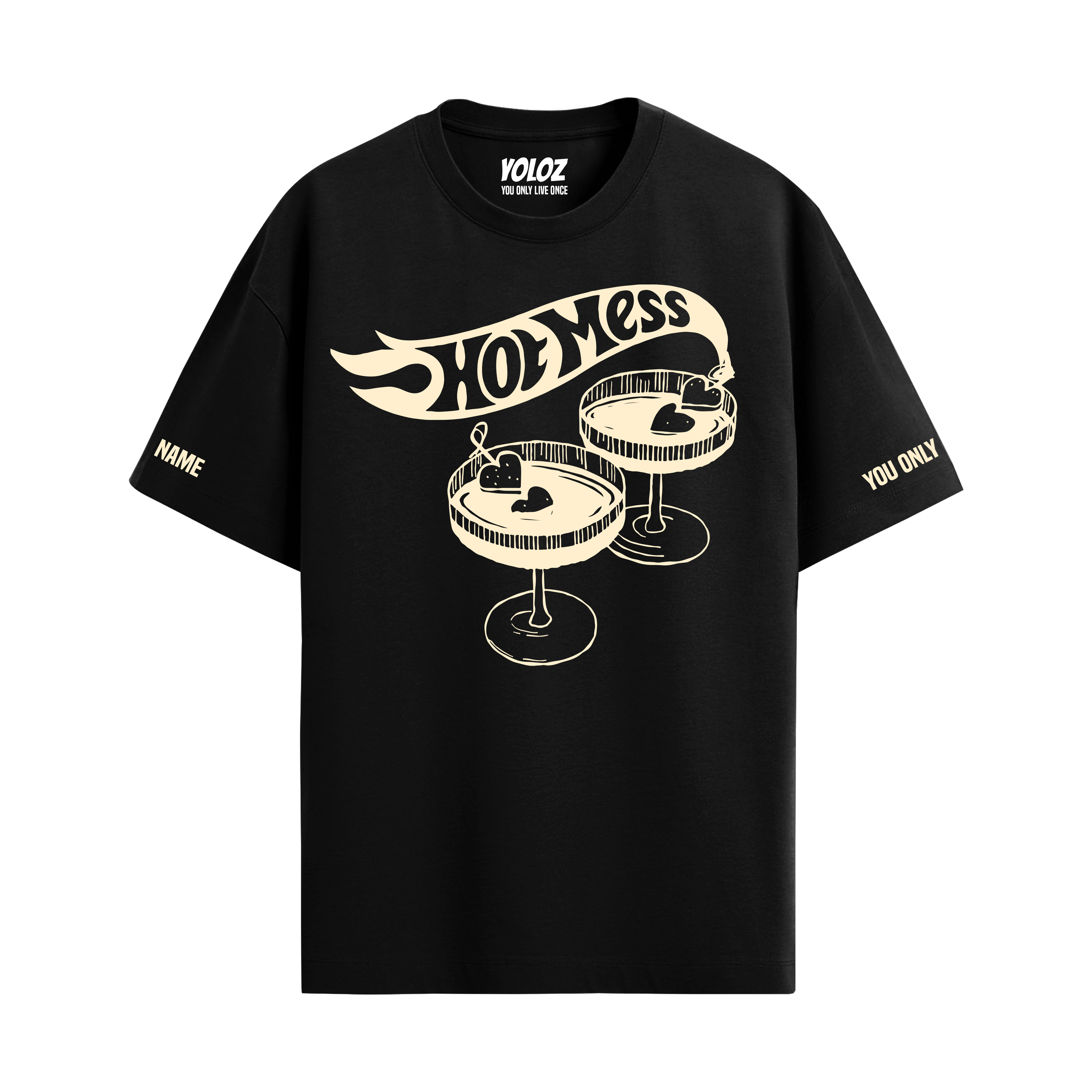 HOT MESS BLACK OVERSIZED T-SHIRT