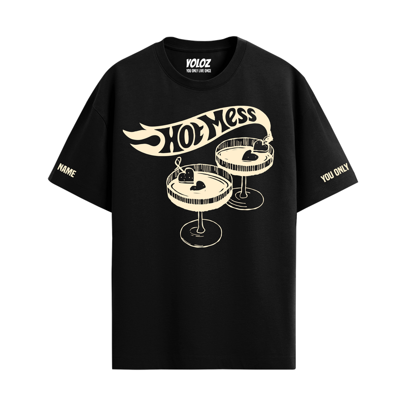HOT MESS BLACK OVERSIZED T-SHIRT