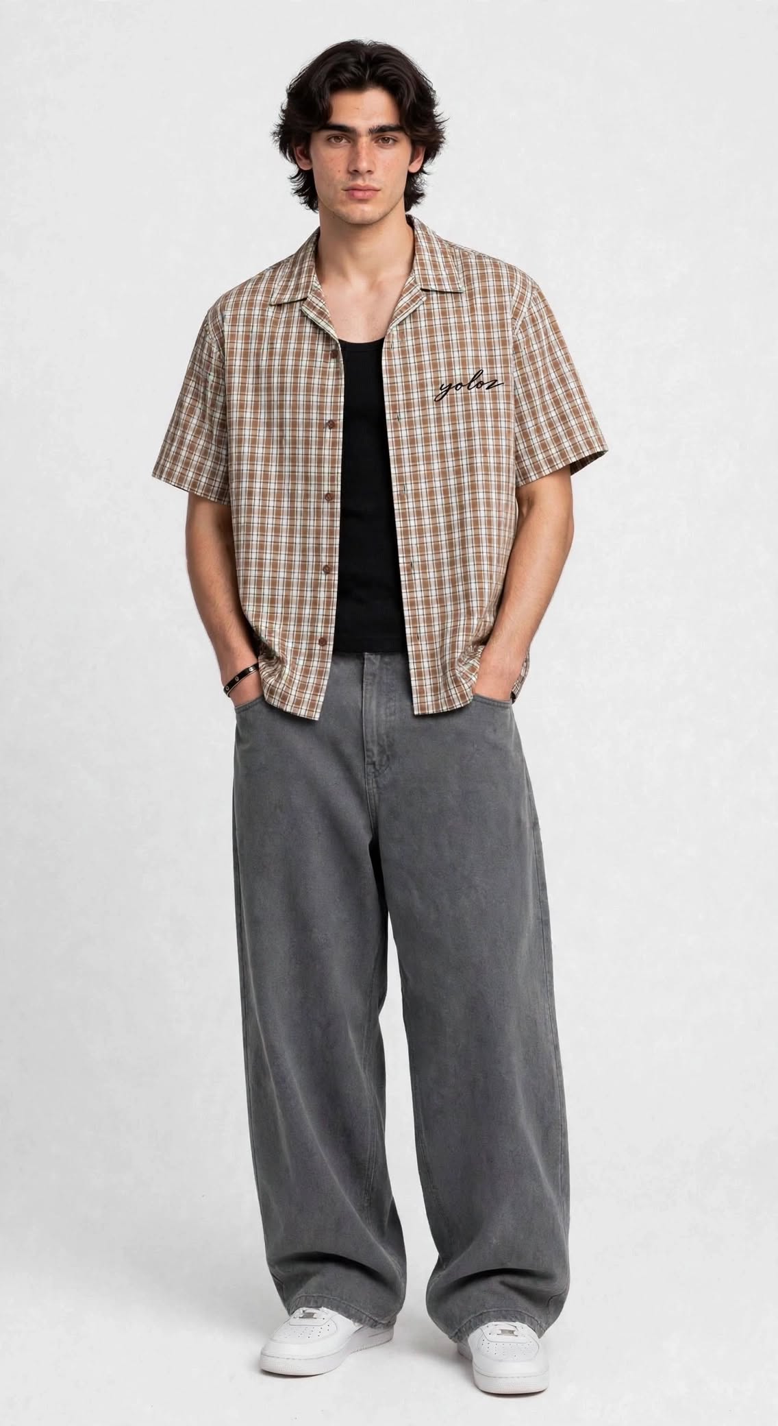 BASIC CHECKERED CROPPED SHIRT