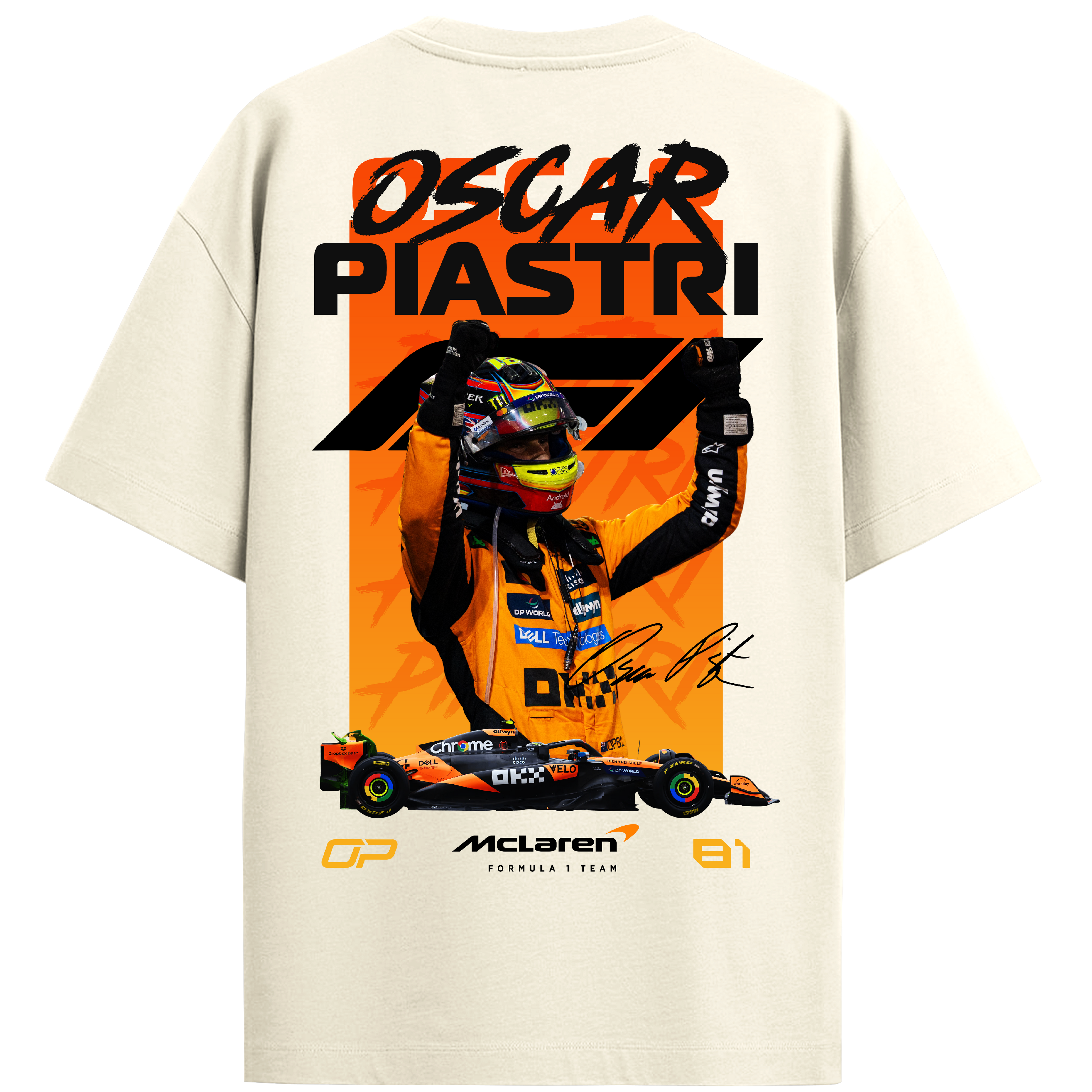 Oscar Piastri Oversized Tee – Off White