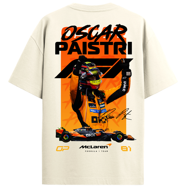 Oscar Piastri Oversized Tee – Cream White