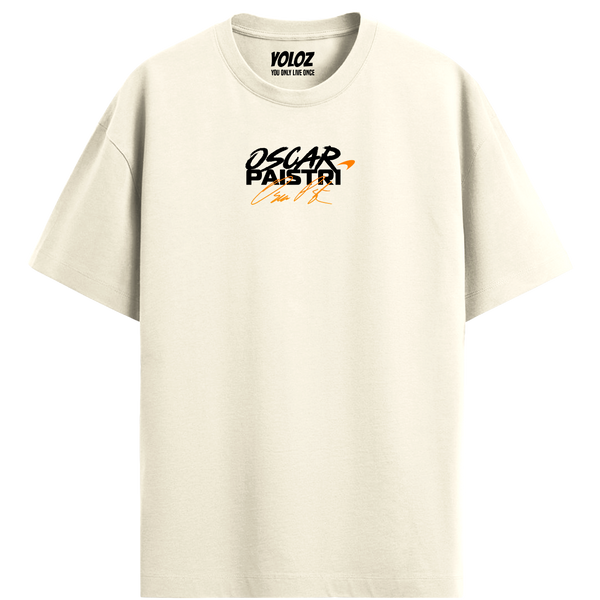Oscar Piastri Oversized Tee – Cream White