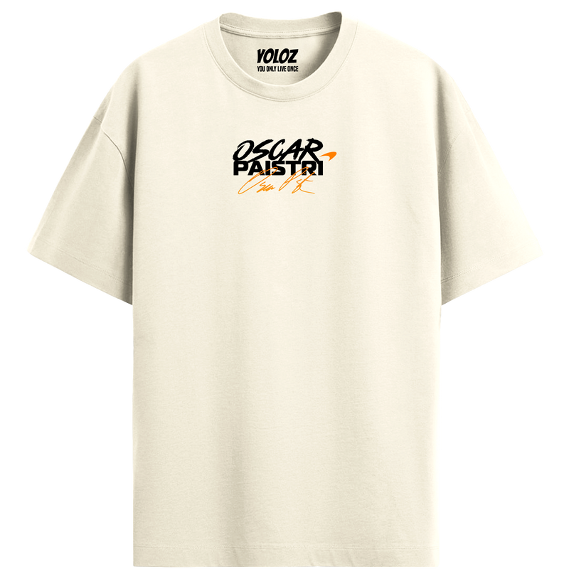 Oscar Piastri Oversized Tee – Cream White