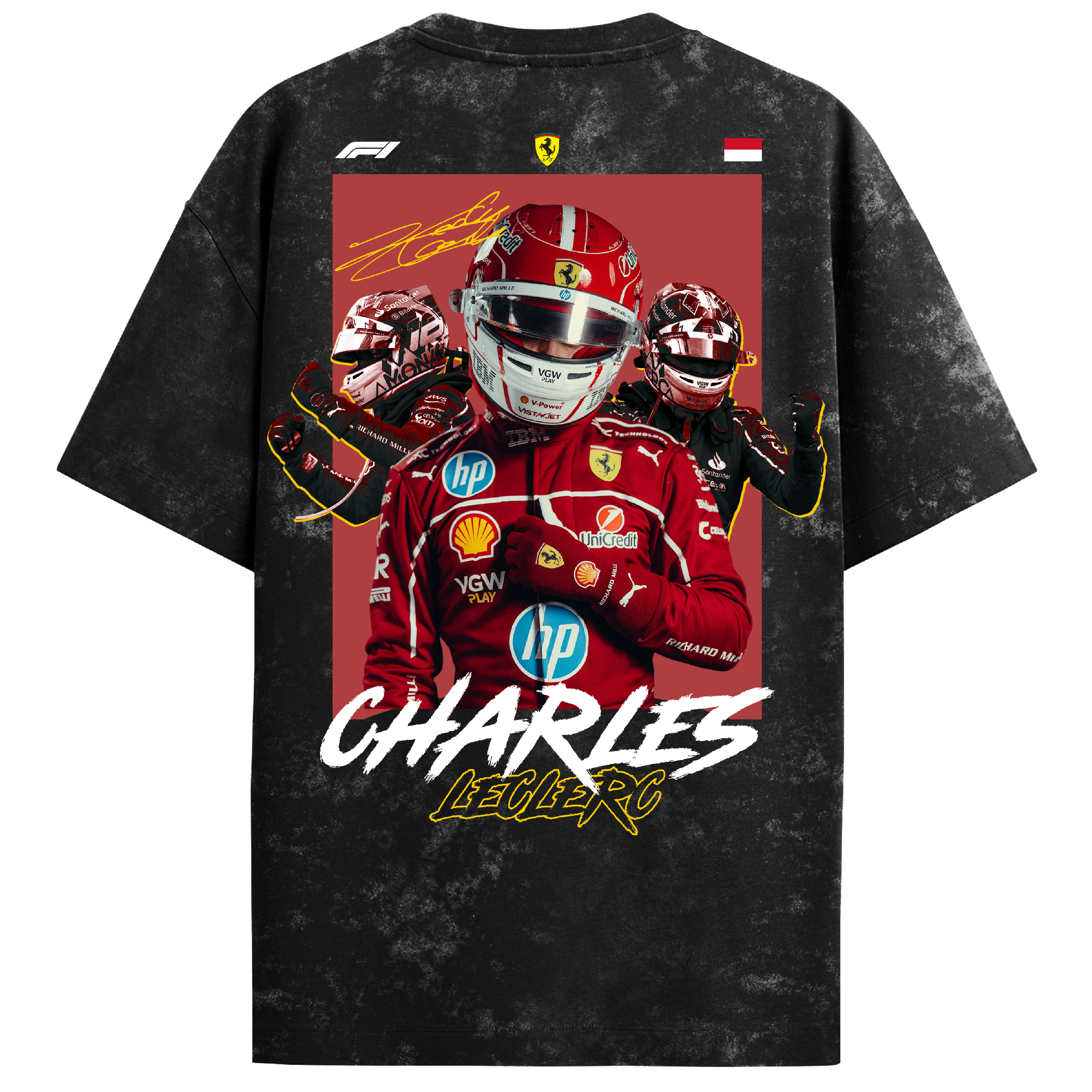 Charles Leclerc Oversized Tee – Acid Wash